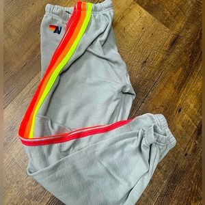 Aviator Nation - striped neon sweatpants - SMALL